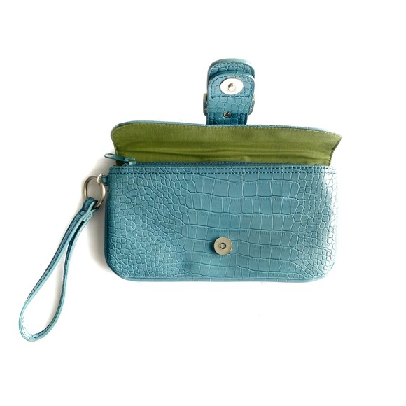 Blue Faux Crocodile Wristlet - Picture 2 of 7